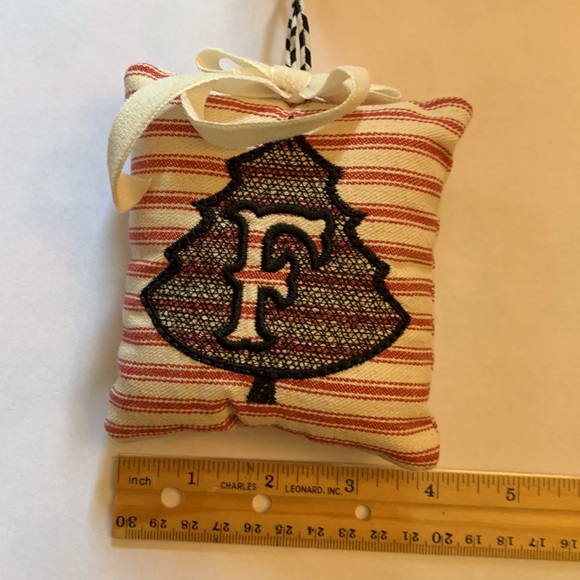 F monogram pillow Christmas tree ornament - Picture 3 of 3